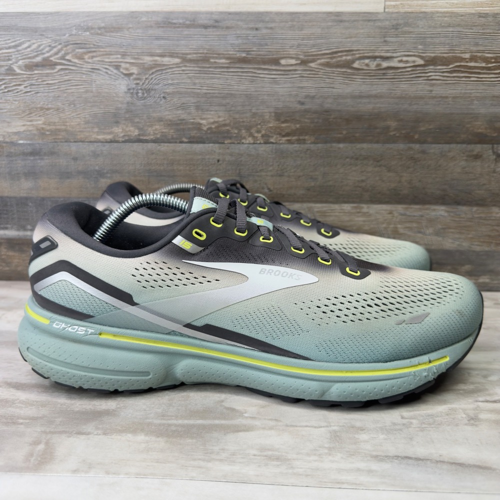 Brooks Ghost 15 Mens Size 11.5 Running Shoes 1103931D091 Blue Gray Yellow